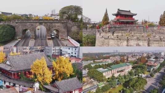 湖北荆州古城旅游区航拍高清在线视频素材下载
