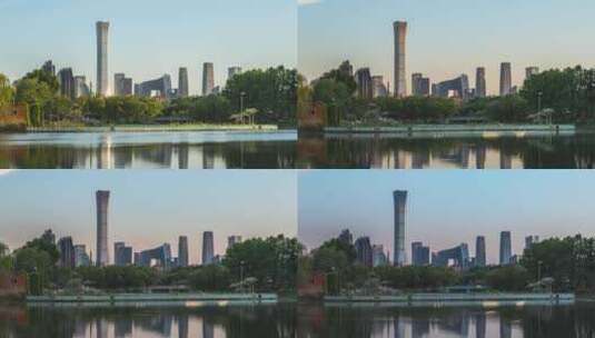 北京CBD日转夜城市风光延时视频高清在线视频素材下载