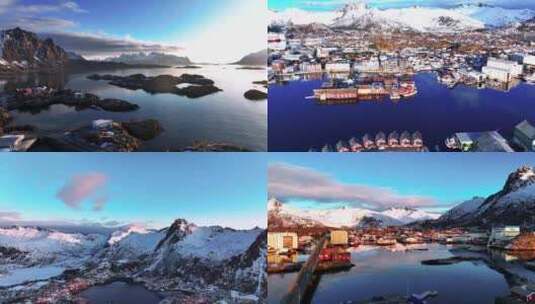 4K航拍挪威斯沃尔韦尔清晨自然美景高清在线视频素材下载