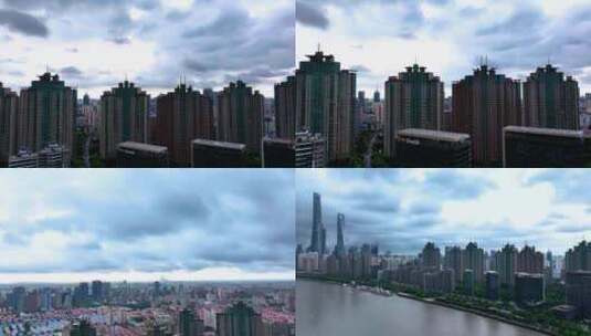 4K无人机航拍上海城市建筑风光高清在线视频素材下载