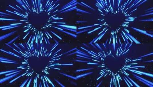 迷人的蓝色发光心脏辐射光在动态宇宙显示。高清在线视频素材下载