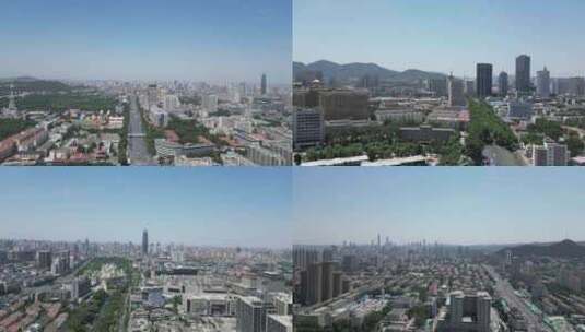 航拍济南城市建设城市风光高清在线视频素材下载