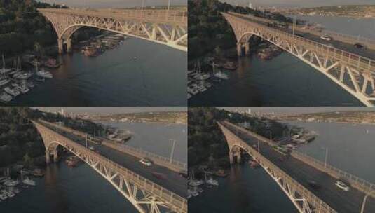 日落时分西雅图大学桥的鸟瞰图高清在线视频素材下载