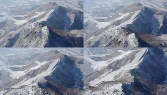 内蒙古呼和浩特马鬃山滑雪场缆车雪景航拍高清在线视频素材下载