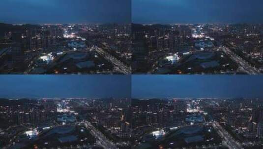 广州南沙市区夜景航拍高清在线视频素材下载