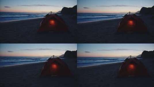 海滩帐篷里的灯高清在线视频素材下载