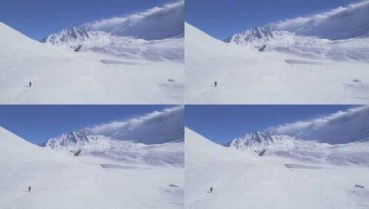 旅行者，雪，山，步行高清在线视频素材下载