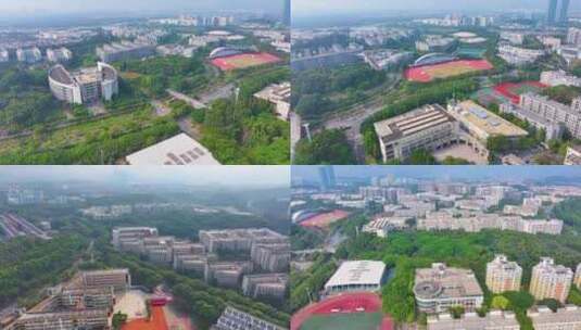 华南师范大学广州校区航拍大学城校园风景风高清在线视频素材下载