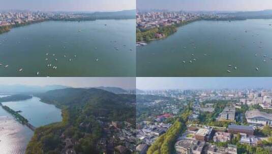 浙江杭州西湖景区宝石山保俶塔航拍旅游风景高清在线视频素材下载