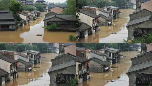 洪水洪涝 自然灾害场景高清在线视频素材下载