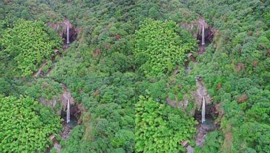 浙江宁波宁海雁苍山瀑布风景航拍高清在线视频素材下载