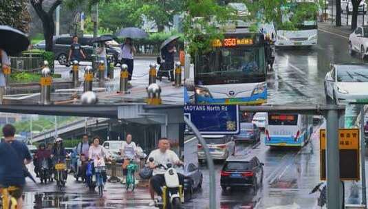 恶劣天气风雨交加街景高清在线视频素材下载