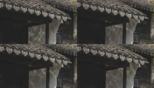徽派建筑屋檐光影古建筑屋顶飞檐斗拱瓦片高清在线视频素材下载