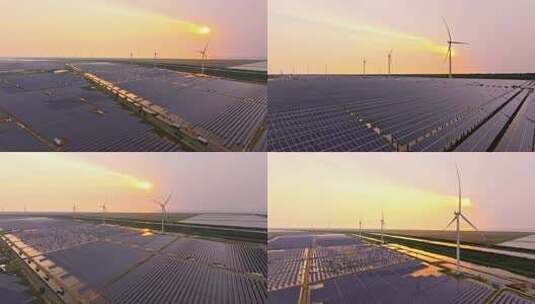 光伏发电和风能发电厂高清在线视频素材下载