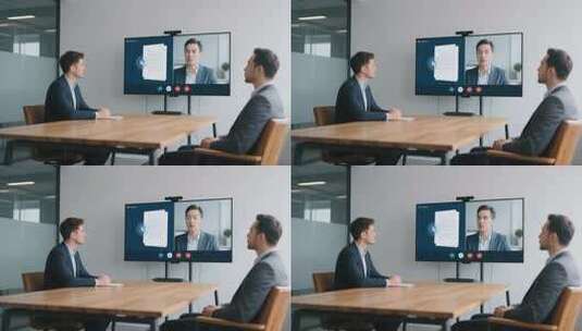 商务人士办公室视频会议场景高清在线视频素材下载