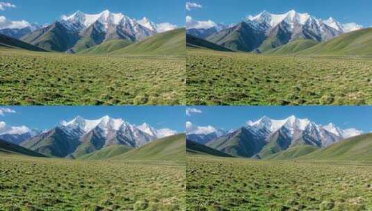草原雪山自然风光全景高清在线视频素材下载