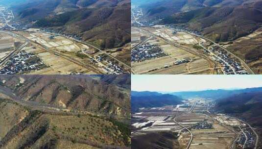 航拍承德农村冬天景像高清在线视频素材下载