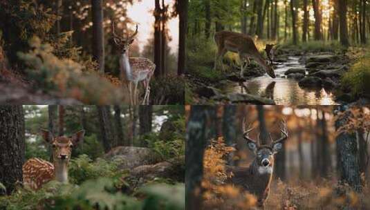 森林里的鹿唯美梅花鹿高清在线视频素材下载