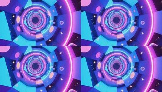 几何建筑空间抽象艺术浪漫梦幻霓虹隧道4K高清在线视频素材下载