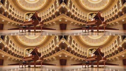 金色音乐厅钢琴演奏背景4K高清在线视频素材下载