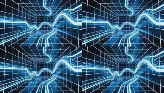 科技线条穿梭网格4K高清在线视频素材下载