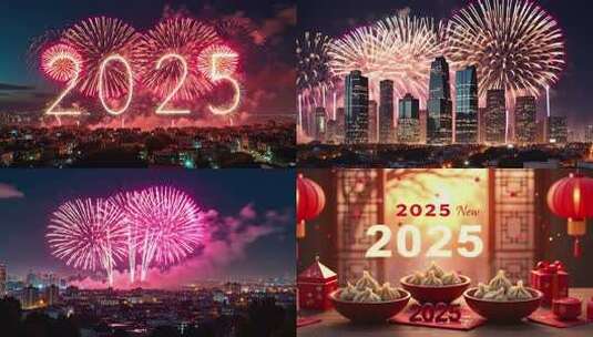 烟花2025元旦新年高清在线视频素材下载