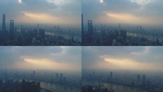 上海陆家嘴航拍夜景高清在线视频素材下载