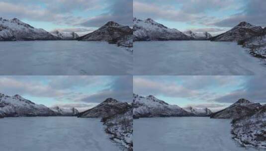 4k航拍山峰山谷雪山美景鸟瞰湖泊冰湖高清在线视频素材下载