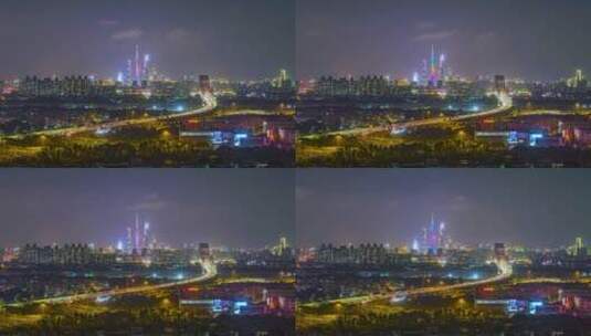 广州_新光大桥_珠江新城全景夜景延时4K高清在线视频素材下载