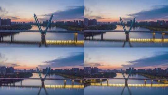 三好桥落日延时摄影沈阳城市景观高清在线视频素材下载