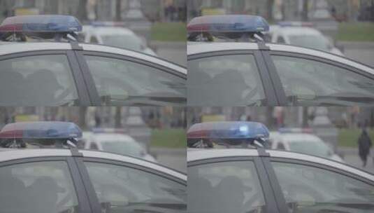 警车车顶上闪烁的灯高清在线视频素材下载