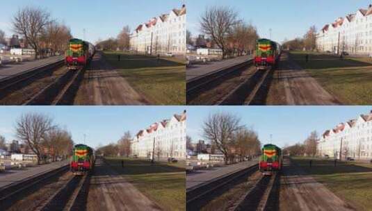 港口铁路上的火车高清在线视频素材下载