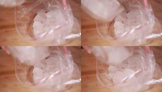 玻璃碗装一碗冰块高清在线视频素材下载