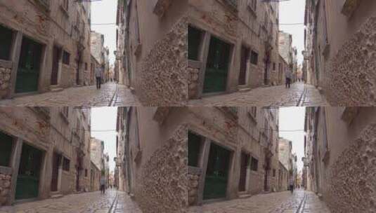 克罗地亚的一条狭窄小巷高清在线视频素材下载