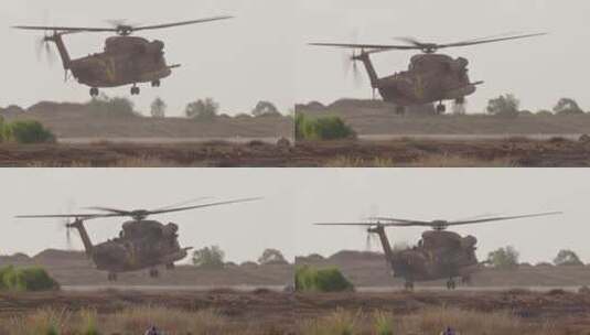 直升机演习后在降落高清在线视频素材下载
