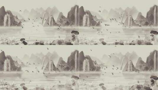 中国风传统水墨山水风景视频素材高清在线视频素材下载