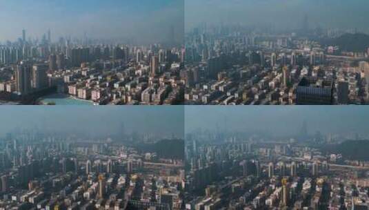 4k深圳高楼视频深圳全景建筑雾霾天气高清在线视频素材下载