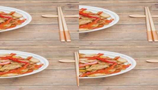 红辣椒炒肉家常菜4k竖版滑轨平移高清在线视频素材下载
