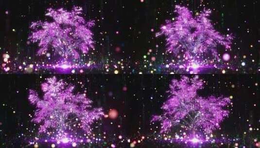 紫色唯美梦幻背景蓝色粒子树高清在线视频素材下载