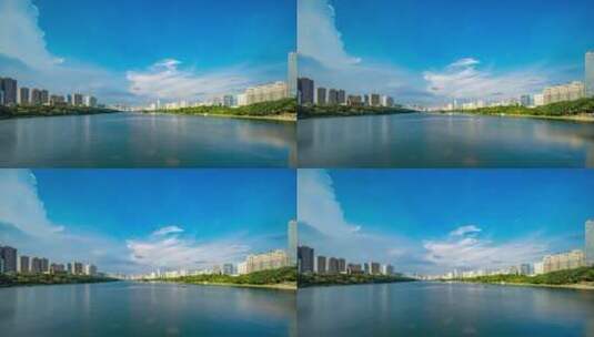 广西南宁天际线南湖公园天空之镜高清在线视频素材下载