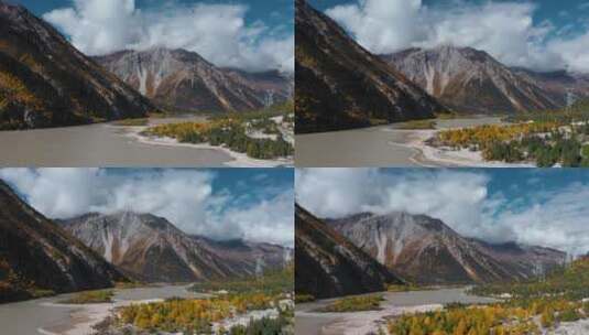 青藏高原云雾湖泊然乌湖水雪山森林高清在线视频素材下载