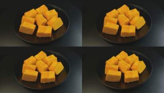 新鲜南瓜美食食材4K实拍视频高清在线视频素材下载