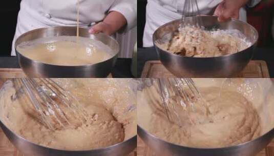 【镜头合集】甜品师制作蛋糕坯面糊高清在线视频素材下载