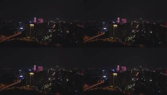 航拍石家庄夜景正定古城夜景高清在线视频素材下载