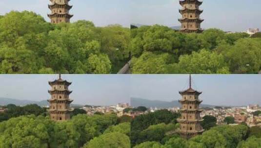 泉州航拍西街东西塔市区开元寺风景名胜古迹高清在线视频素材下载