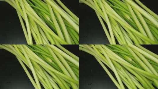 新鲜蒜薹蒜苔食材4K视频高清在线视频素材下载