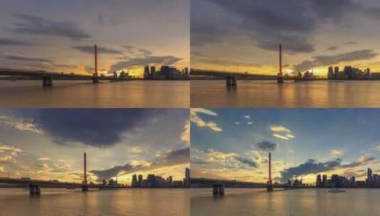杭州西兴大桥日转夜延时摄影高清在线视频素材下载