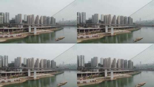 重庆东水门大桥航拍空镜高清在线视频素材下载