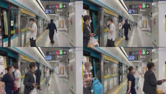 杭州地铁到站上下车高清在线视频素材下载