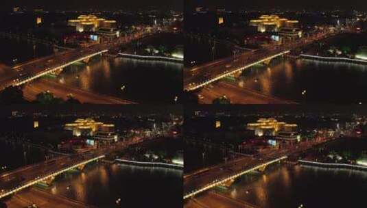 城市航拍 苏州相门桥车流江苏大学夜景 近景高清在线视频素材下载